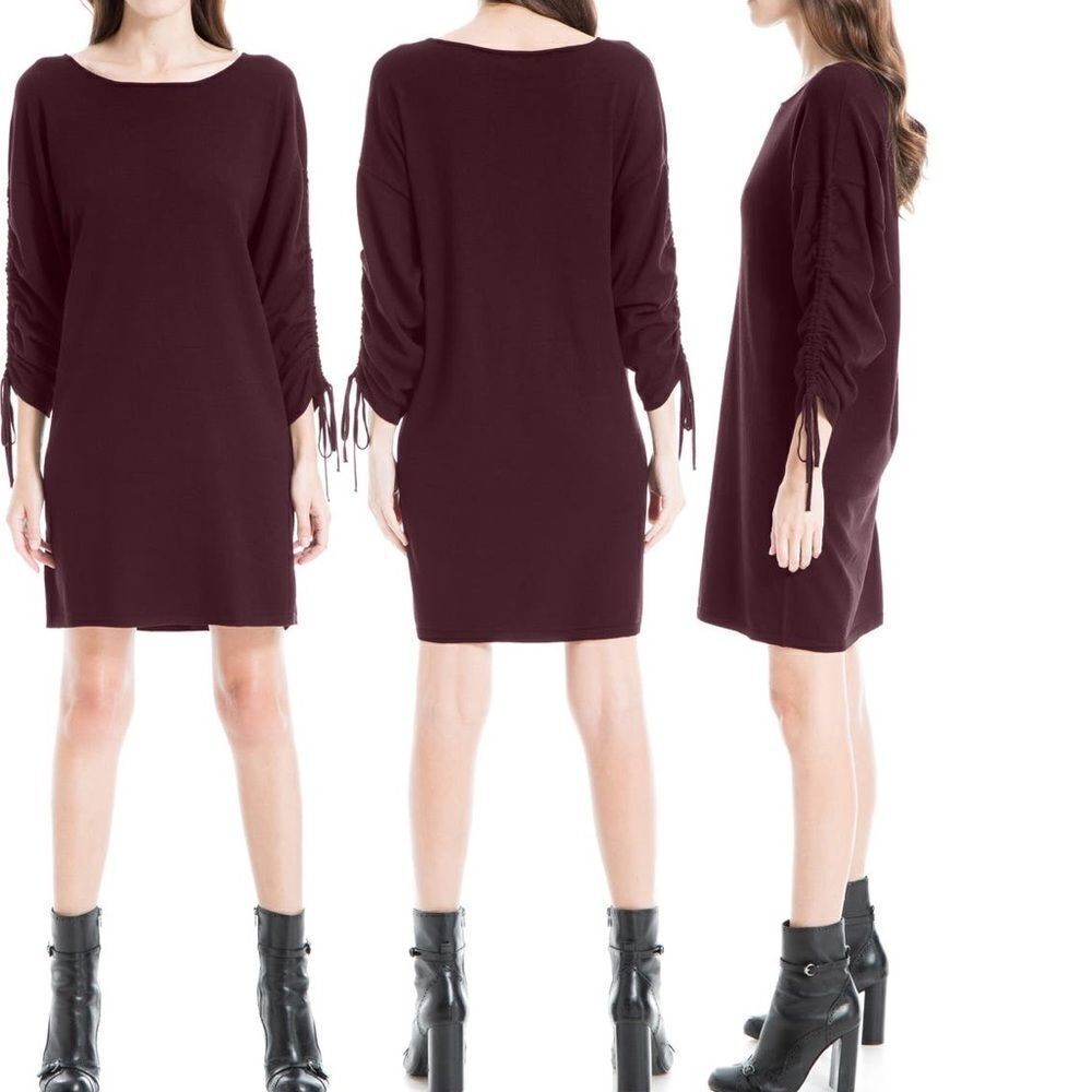 MAX STUDIO drawstring sleeve sweater dress